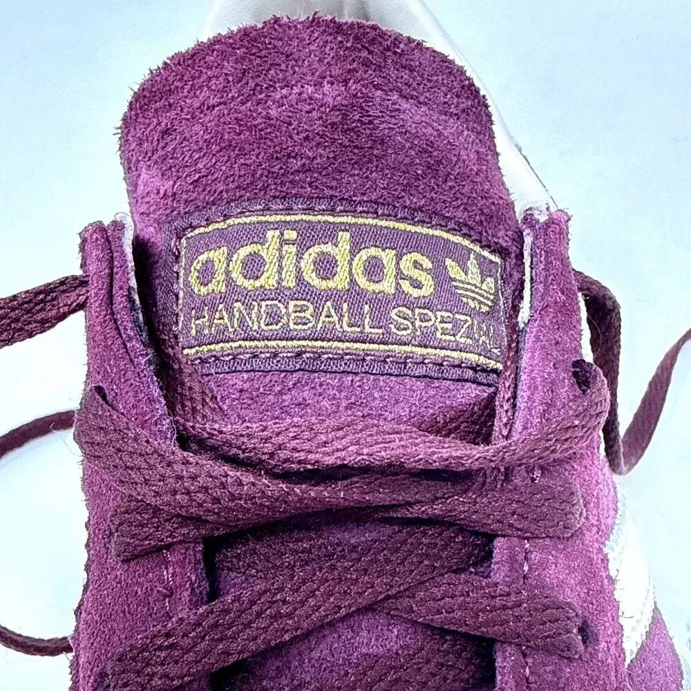 Adidas Handball Spezial Shoes Womens Sz 8.5 Suede Low Top Maroon Cream Gold NEW